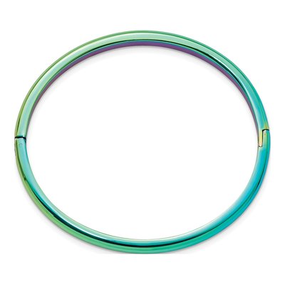 Stainless Steel Rainbow IP Hinged Bangle Bracelet – view 3