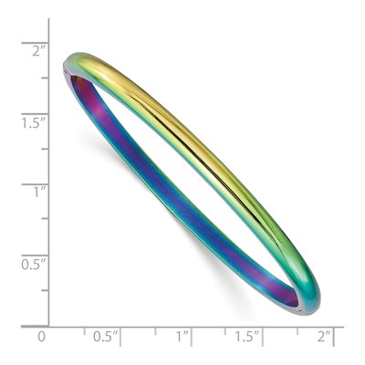 Stainless Steel Rainbow IP Hinged Bangle Bracelet – view 4