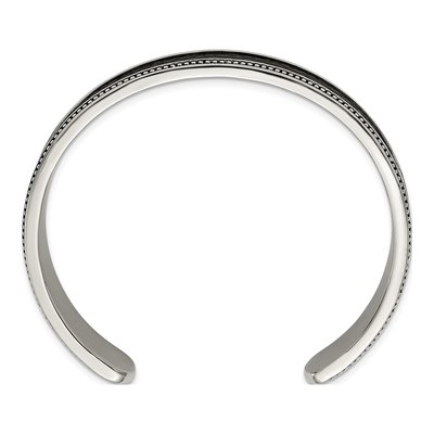 Stainless Steel Leather Inlay Cuff Bracelet – view 3