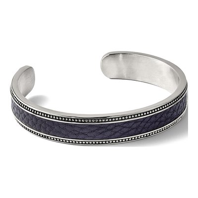 Stainless Steel Leather Inlay Cuff Bracelet – view 6