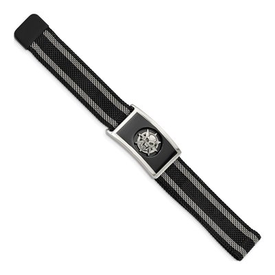 Black Stainless Steel Black Skull Mesh Magnetic Bracelet – view 3