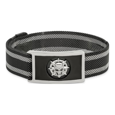 Black Stainless Steel Black Skull Mesh Magnetic Bracelet – view 4