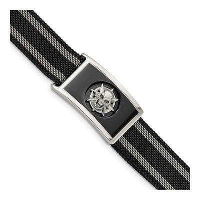 Black Stainless Steel Black Skull Mesh Magnetic Bracelet