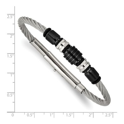 Black Stainless Steel Black Rubber Bracelet – view 3
