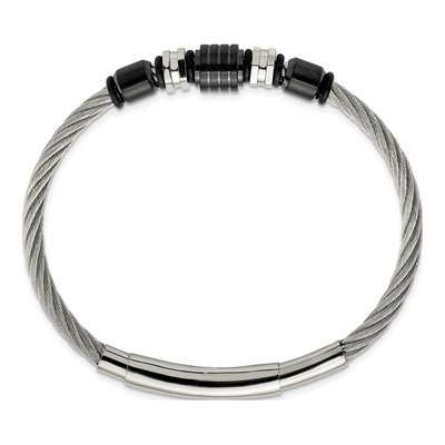 Black Stainless Steel Black Rubber Bracelet – view 4