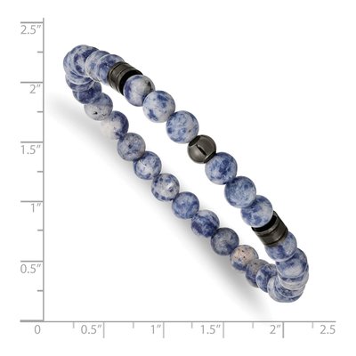 Stainless Steel Lapis Beaded Stretch Bracelet – view 4