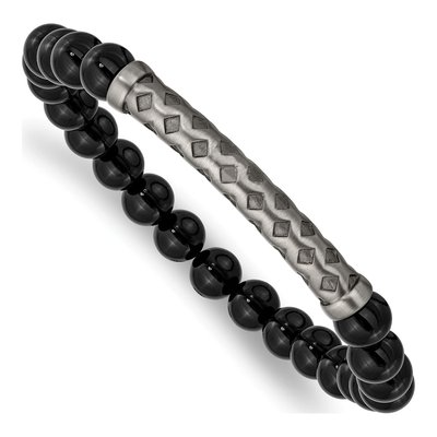 Stainless Steel Agate Stretch Bracelet