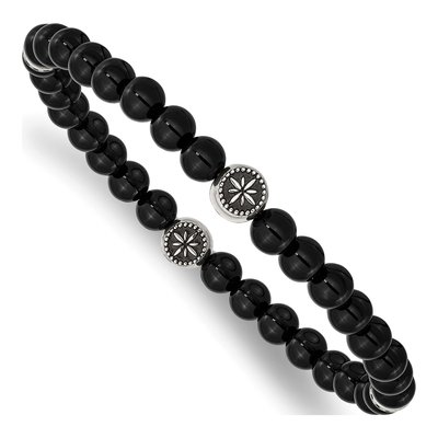 Stainless Steel Agate Stretch Bracelet