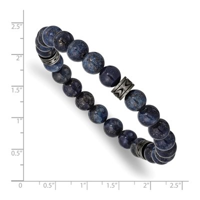 Stainless Steel Lapis Beaded Stretch Bracelet – view 4