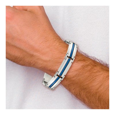 Stainless Steel Blue IP Link Bracelet – view 5