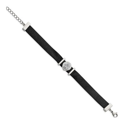 Stainless Steel Crystal Leather Bracelet – view 2