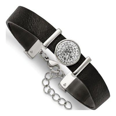 Stainless Steel Crystal Leather Bracelet – view 3