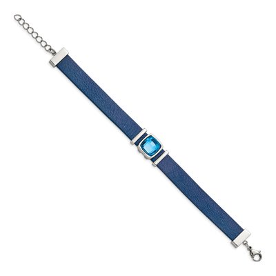 Stainless Steel Crystal Leather Bracelet – view 2