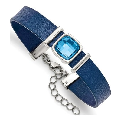 Stainless Steel Crystal Leather Bracelet – view 3