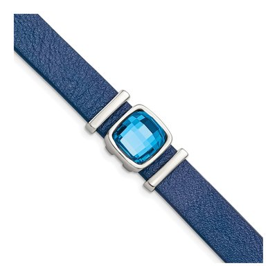 Stainless Steel Crystal Leather Bracelet