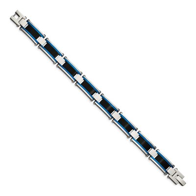 Stainless Steel Black Blue Link Bracelet – view 3