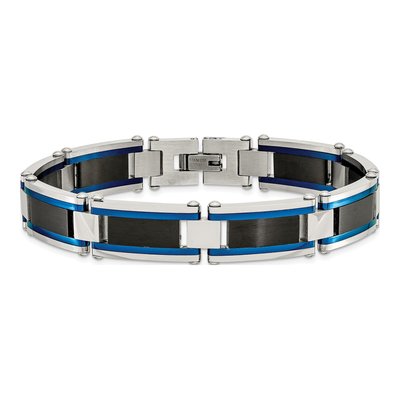 Stainless Steel Black Blue Link Bracelet – view 4