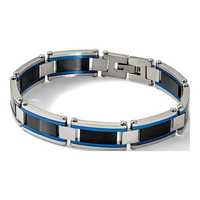 Stainless Steel Black Blue Link Bracelet – view 6