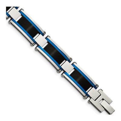 Stainless Steel Black Blue Link Bracelet