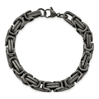 Men's Stainless Steel 8.5mm Antiqued Bronze Link Chain Bracelet – view 4