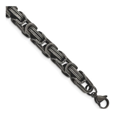 Men's Stainless Steel 8.5mm Antiqued Bronze Link Chain Bracelet