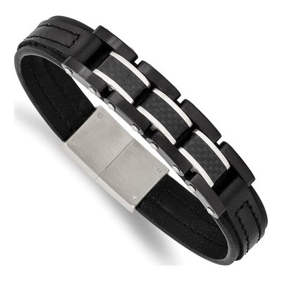 Black Stainless Steel Carbon Fiber Bracelet