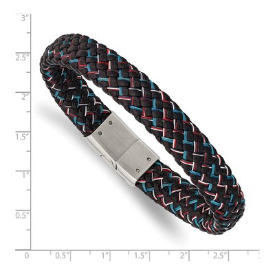 Stainless Steel Braided Leather Bracelet – view 4