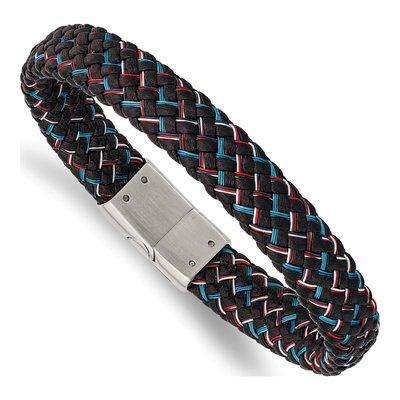Stainless Steel Braided Leather Bracelet