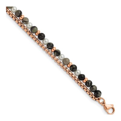 Stainless Steel Picasso Jasper Bracelet
