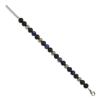 Stainless Steel Lava Sodalite Bracelet – view 3