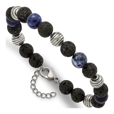 Stainless Steel Lava Sodalite Bracelet – view 4