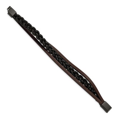 Chisel Multi-Strand Leather & Steel Bracelet, 8.25" – view 3