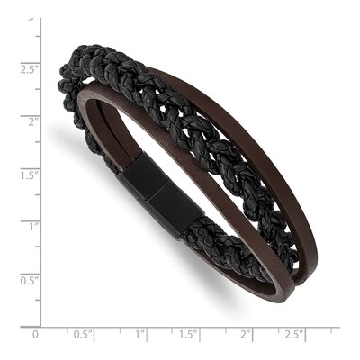 Chisel Multi-Strand Leather & Steel Bracelet, 8.25" – view 4