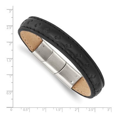 Stainless Steel Black Leather Bracelet – view 3