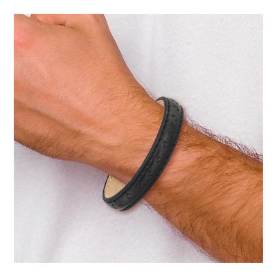 Stainless Steel Black Leather Bracelet – view 4