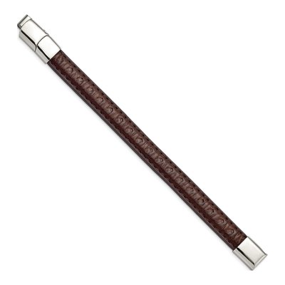Stainless Steel Brown Leather Bracelet – view 2