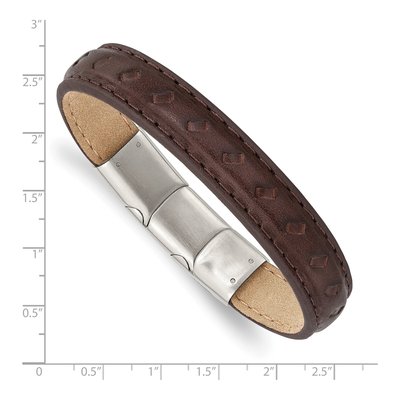 Stainless Steel Brown Leather Bracelet – view 3