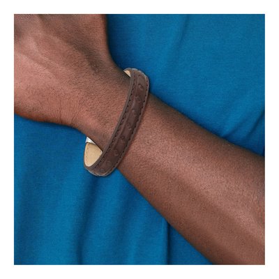 Stainless Steel Brown Leather Bracelet – view 4