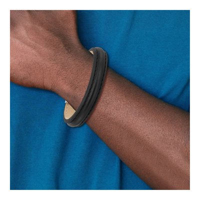Stainless Steel Black Leather Bracelet – view 4