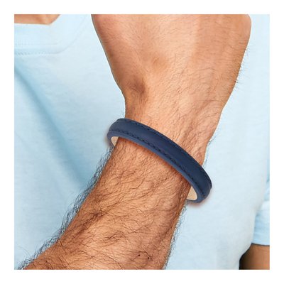 Stainless Steel Blue Leather Bracelet – view 4