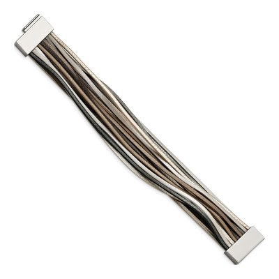 Stainless Steel Faux Leather Bracelet – view 3