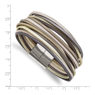 Stainless Steel Faux Leather Bracelet – view 4
