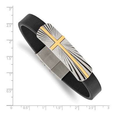 Stainless Steel Cross Leather Bracelet – view 3