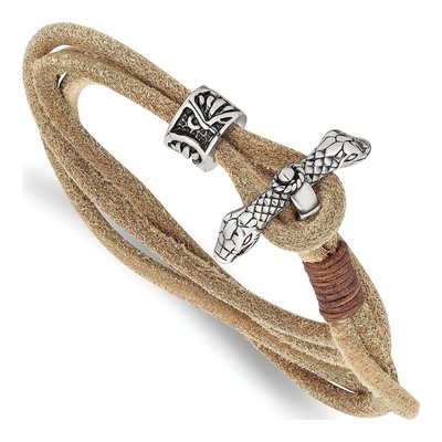 Stainless Steel Snake Head Wrap Bracelet
