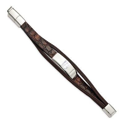 Stainless Steel Brown Leather Pearl Bracelet – view 2