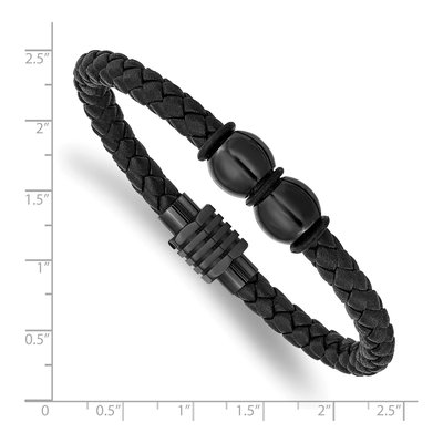 Black Stainless Steel Braided Leather Bracelet – view 4