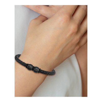 Black Stainless Steel Braided Leather Bracelet – view 5