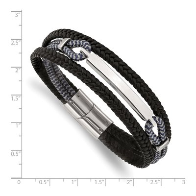 Stainless Steel Leather ID Bracelet – view 4