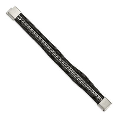 Stainless Steel Multi-Strand Leather Bracelet – view 3