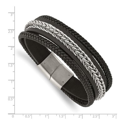 Stainless Steel Multi-Strand Leather Bracelet – view 4